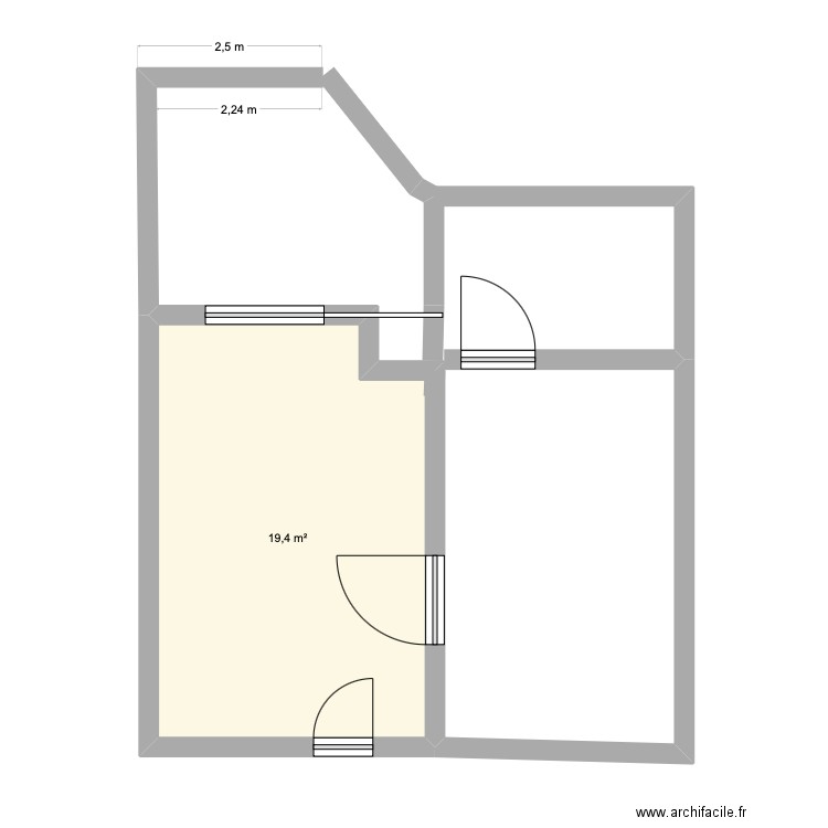 plan rabastens. Plan de 1 pièce et 19 m2