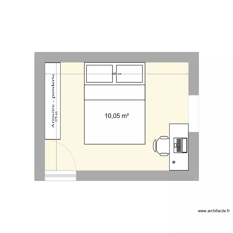 Chambre Tha&iuml;s. Plan de 