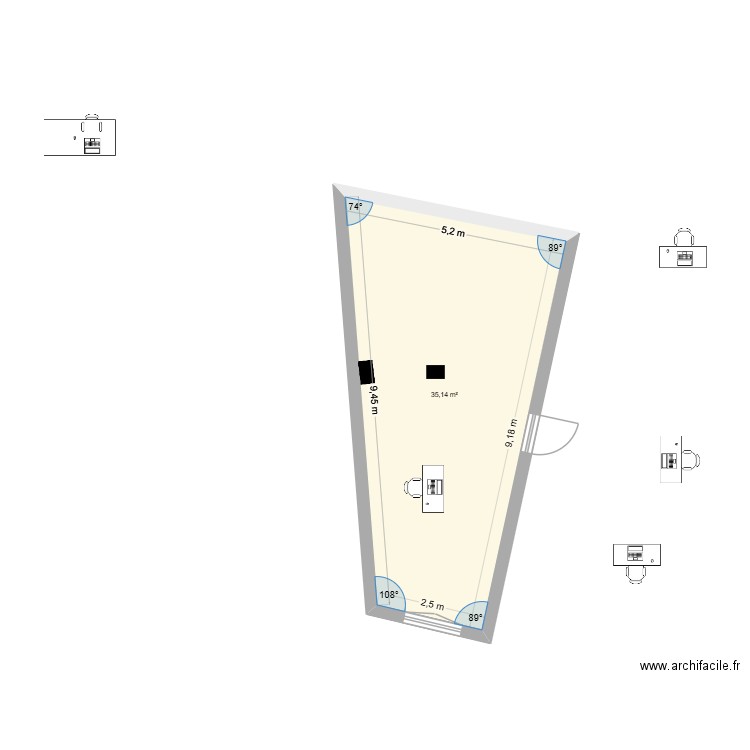 SHOWROOM. Plan de 1 pièce et 35 m2