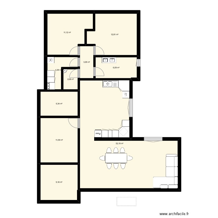 BICINI BENAMOU. Plan de 10 pièces et 119 m2