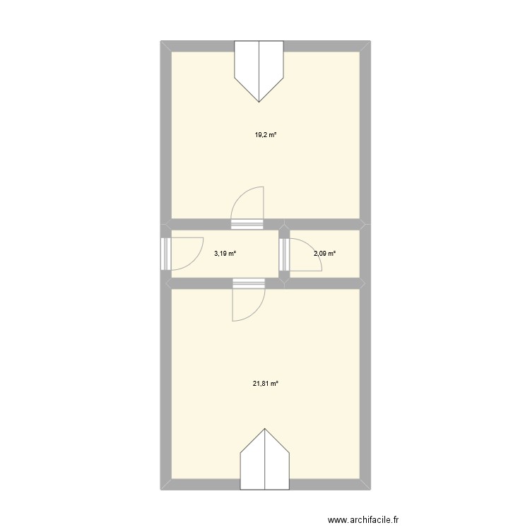 Galetas Vaucanson. Plan de 4 pièces et 46 m2