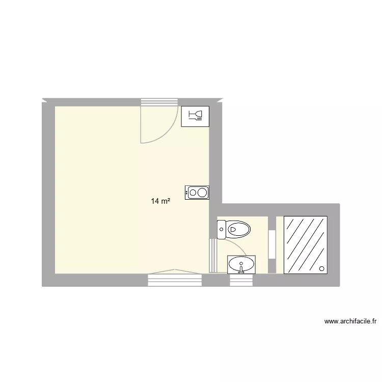 paris99. Plan de 1 Pièce et 14 m²