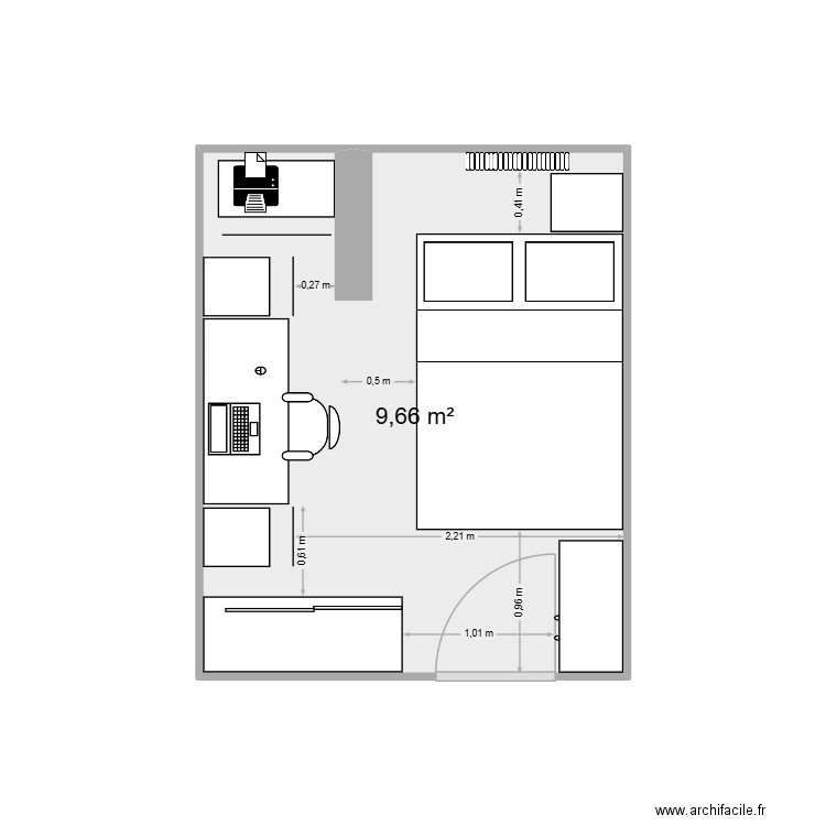 Mathéo1. Plan de 1 pièce et 10 m2