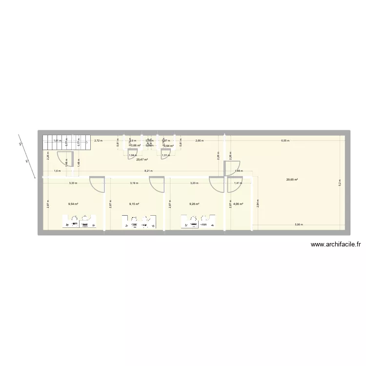 ENTRE SOL MONTROUGE. Plan de 8  et 83 m²