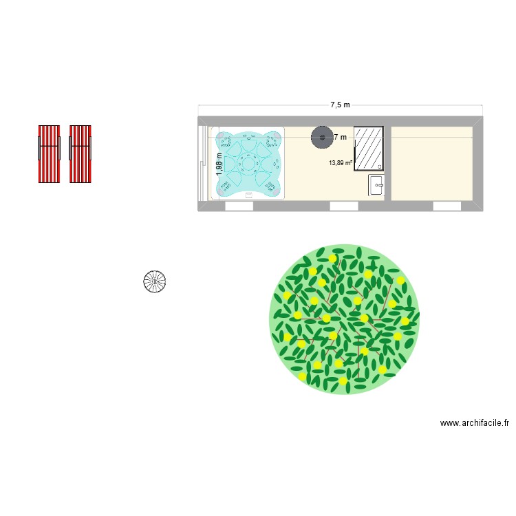 Pool-House-1. Plan de 1 pièce et 14 m2