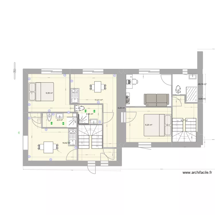 cc2-LOGEMENT ETUDIANT1 etage. Plan de 10 et 59 m² cc2-LOGEMENT ETUDIANT1 etage. Plan de 10 et 59 m²