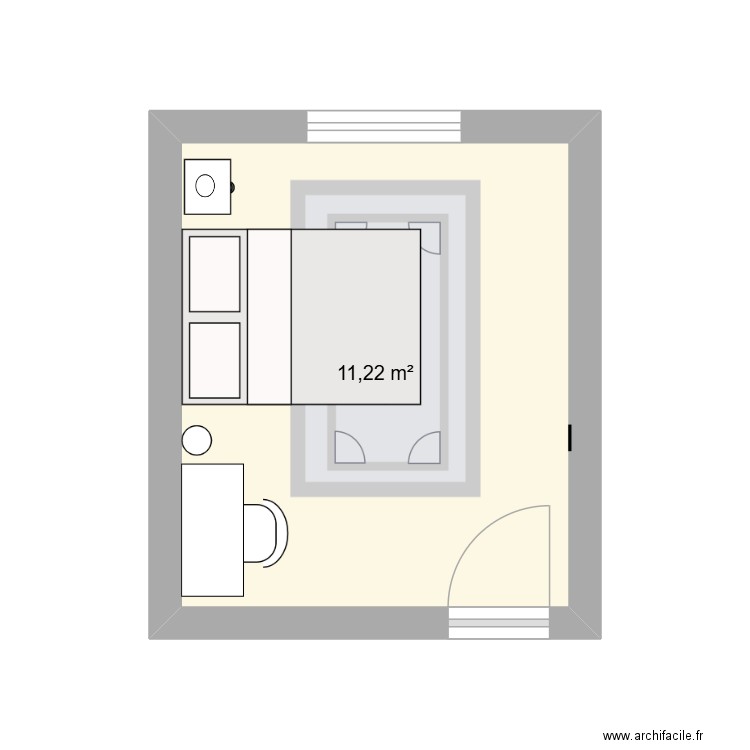 chambre. Plan de 1 pièce et 11 m2