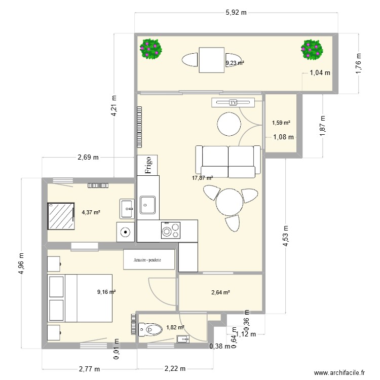 YNIC2. Plan de 7 pièces et 47 m2