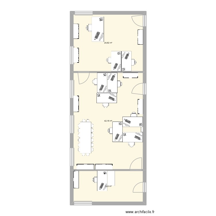 bureau 2. Plan de 3 pièces et 81 m2