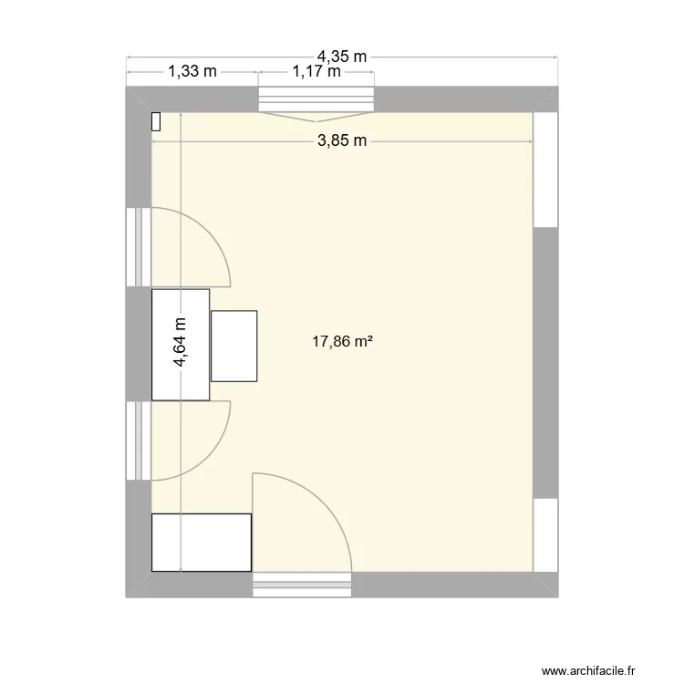 plan cuisine vide. Plan de 1  et 18 m²