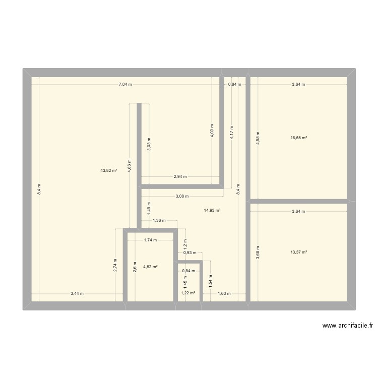 Boddin rez bonne cote. Plan de 6 pièces et 95 m2