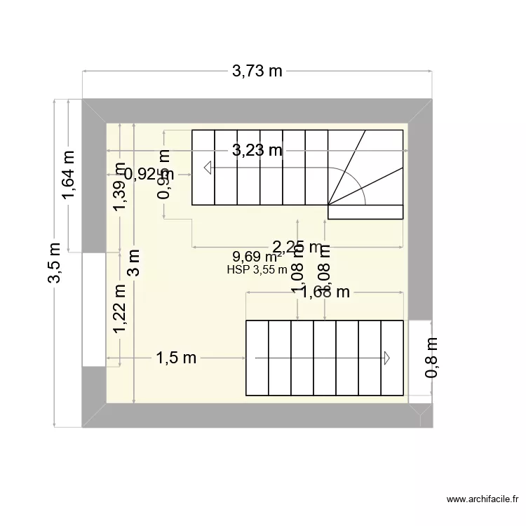 paroisse escalier et palier cure. Plan de 1 et 10 m² paroisse escalier et palier cure. Plan de 1 et 10 m²