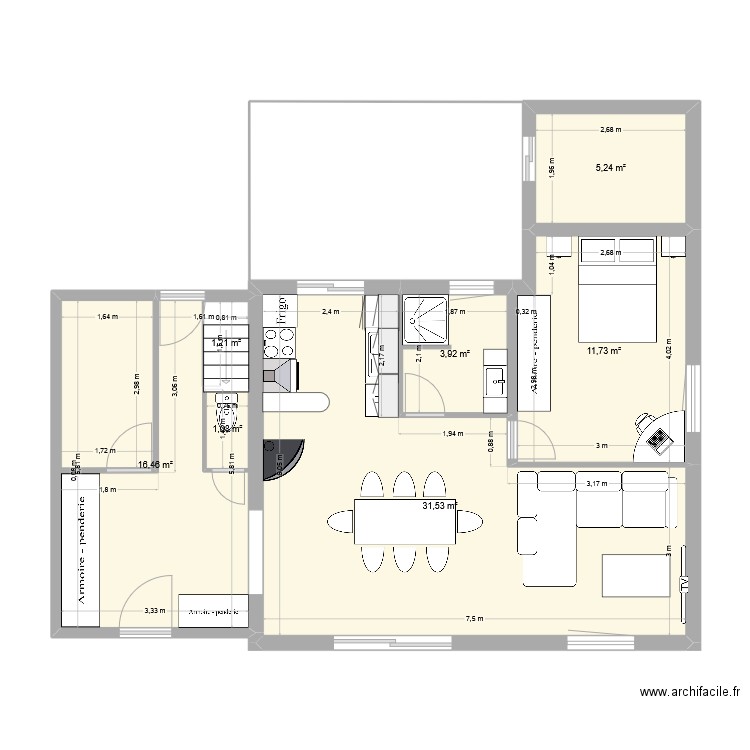 Marc 02. Plan de 16 pièces et 129 m2