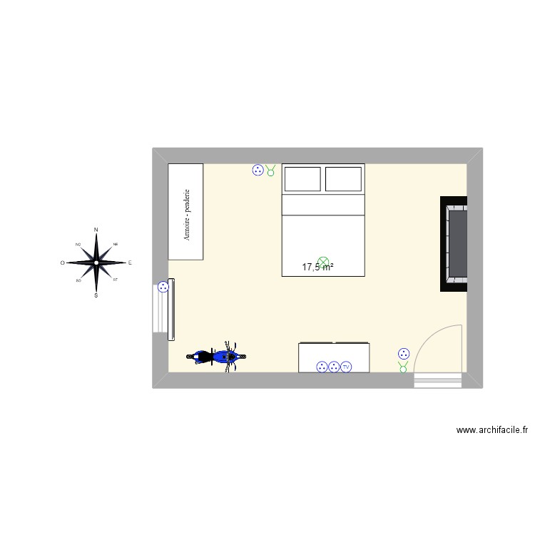 Chambre Cheminée. Plan de 0 pièce et 0 m2
