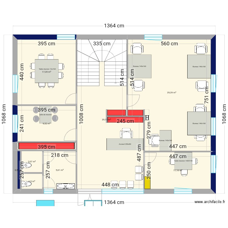 Des murs. Plan de 30 pièces et 409 m2