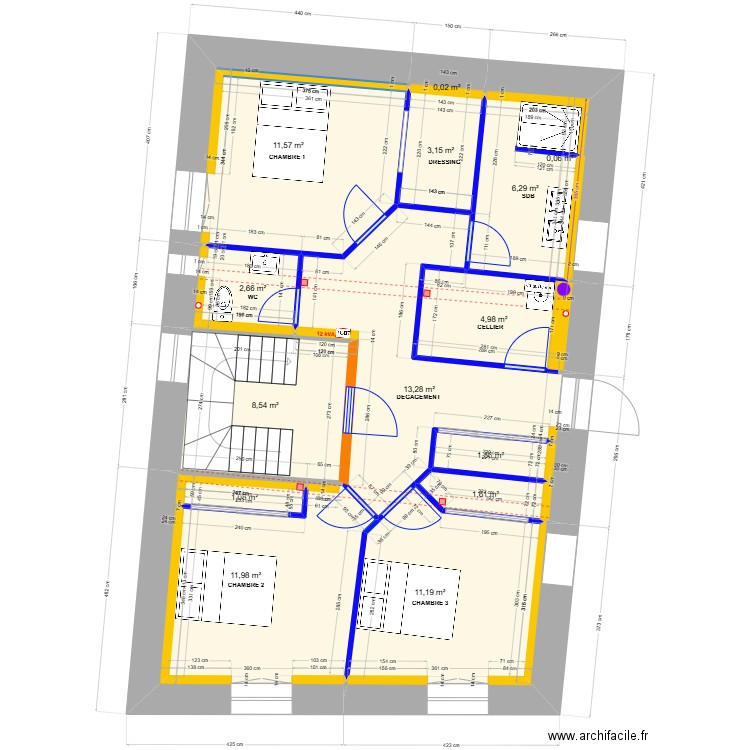 THUONG R+1 révision 4. Plan de 14 pièces et 78 m2