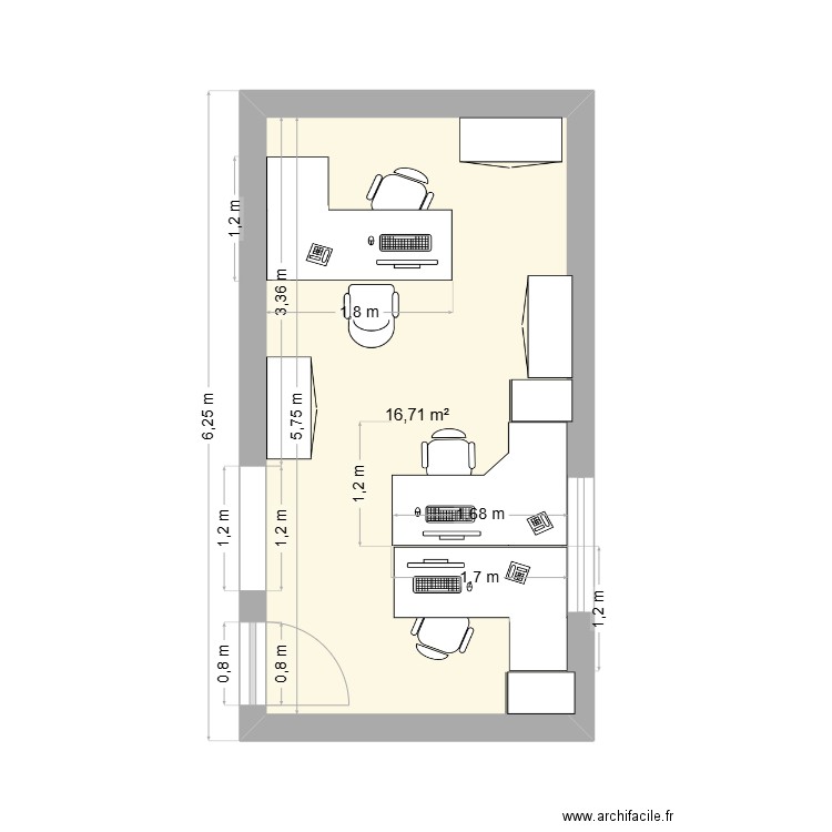 Bureau Compta 2. Plan de 1 pièce et 17 m2