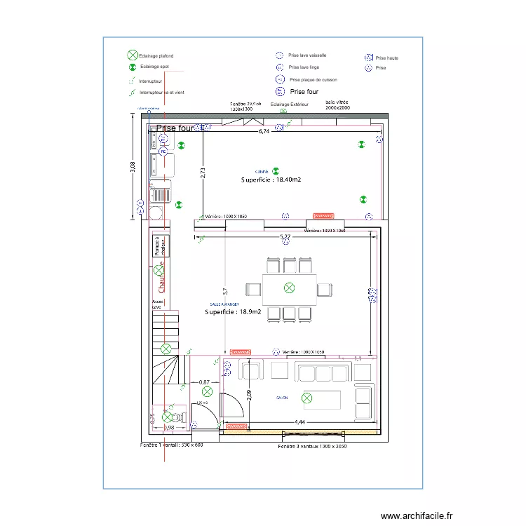 implantation electrique rdc . Plan de 