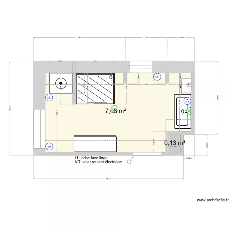 RDC-SDB-V2. Plan de 2 et 7 m² RDC-SDB-V2. Plan de 2 et 7 m²
