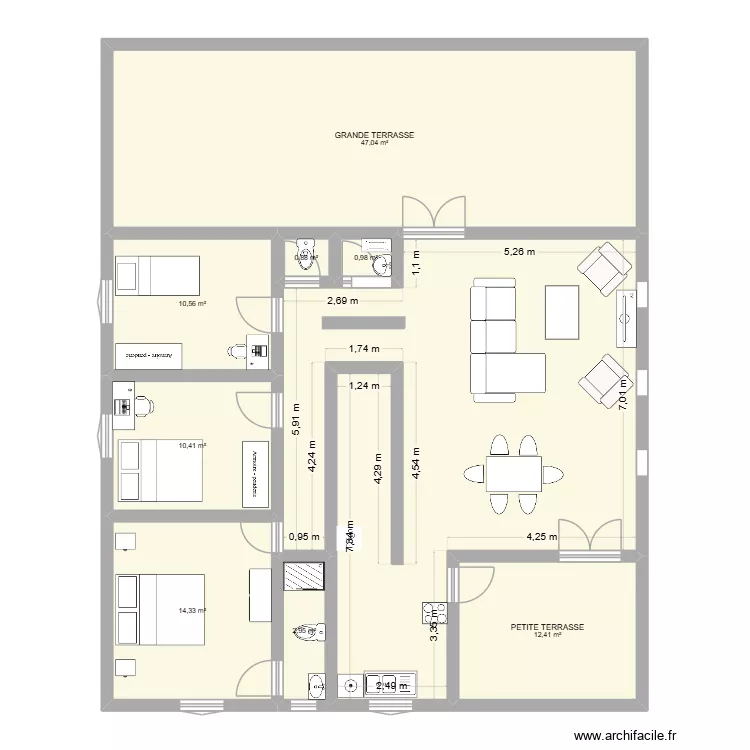 remire. Plan de 9  et 158 m²
