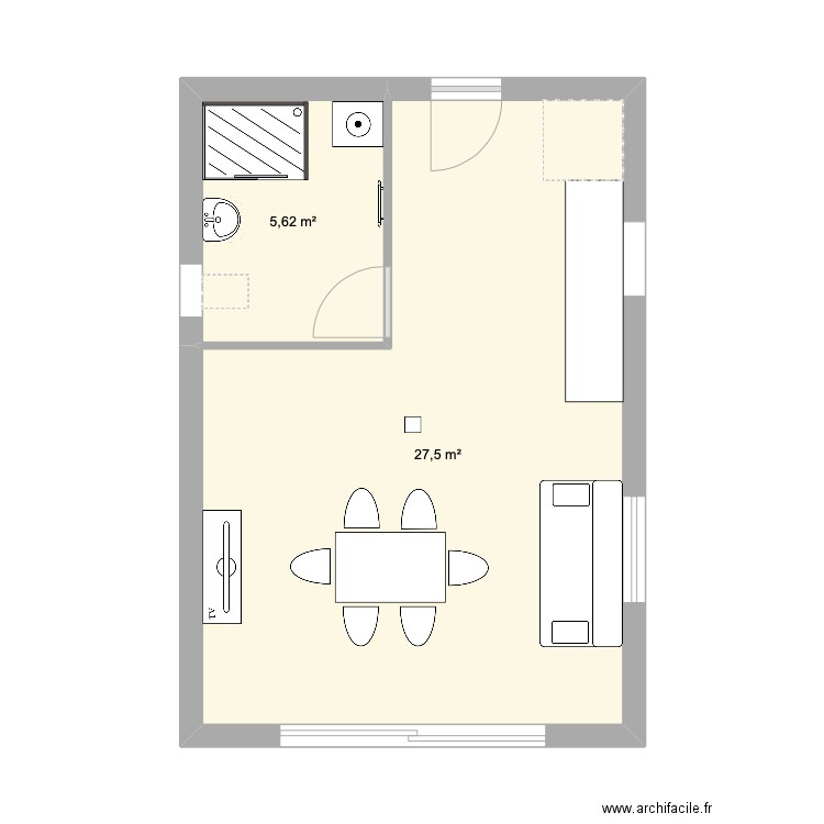 plan dependance. Plan de 2 pièces et 33 m2