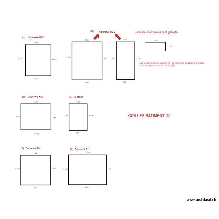 grilles. Plan de 7 pièces et 26 m2
