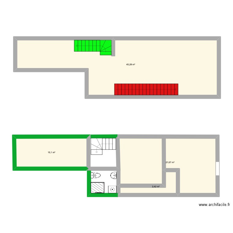 Emile zola base. Plan de 4 pièces et 79 m2