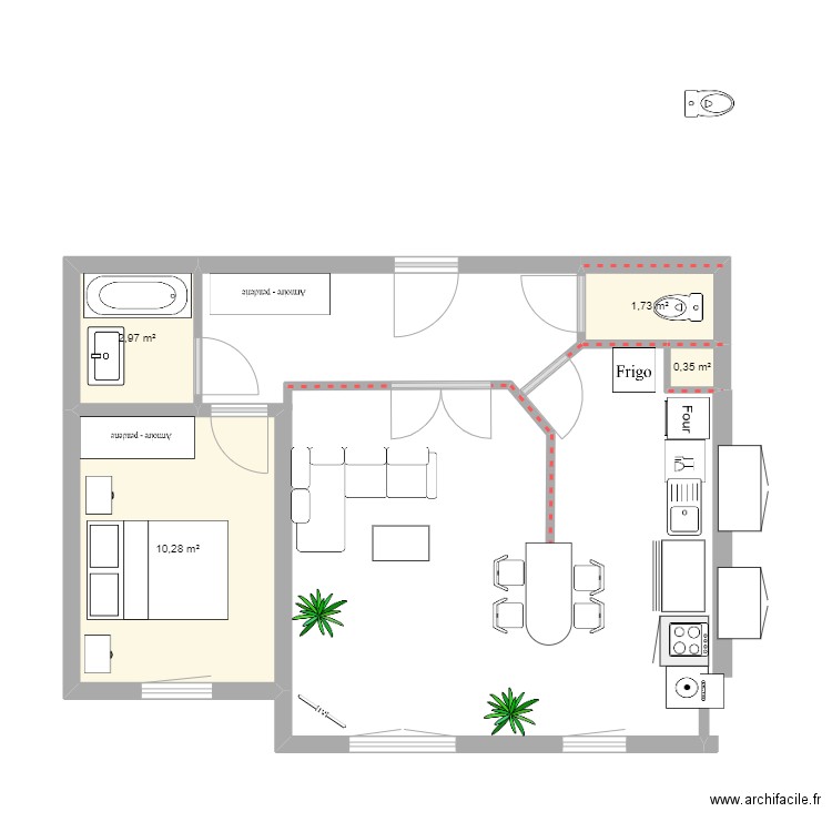 T2 LA BUISSE Monset. Plan de 4 pièces et 15 m2