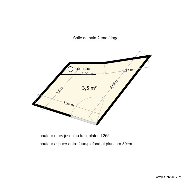 SDB 2eme étage. Plan de 1 pièce et 4 m2