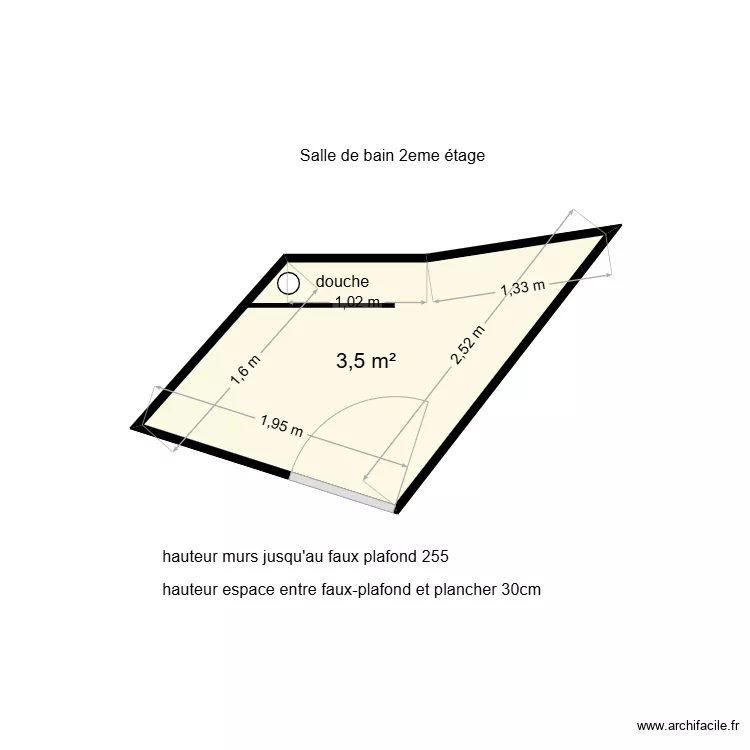 SDB 2eme &eacute;tage. Plan de 