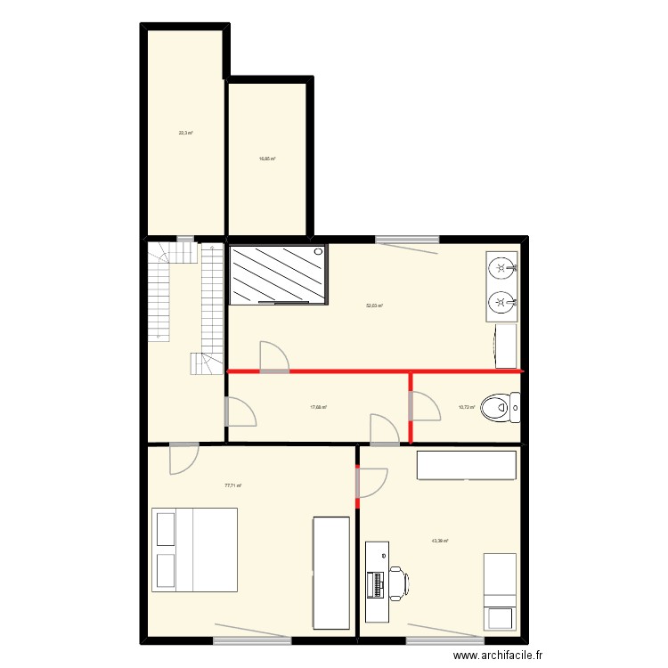etage Andrea idée 1. Plan de 7 pièces et 241 m2