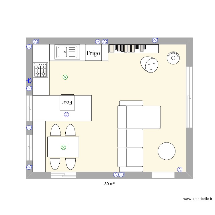 Rêve 2. Plan de 1 pièce et 30 m2
