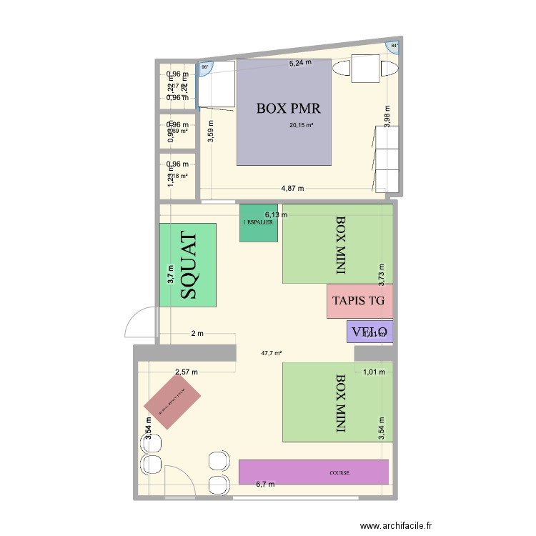 ROSNY AUTO ECOLE. Plan de 5 pièces et 71 m2