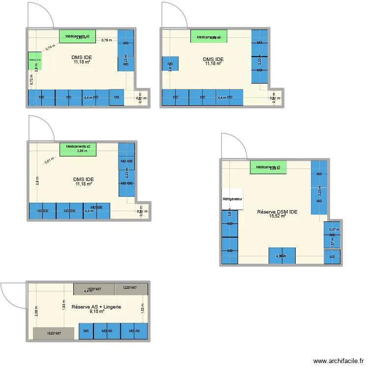 Unit&eacute; CRIBIER. Plan de 5  et 58 m²