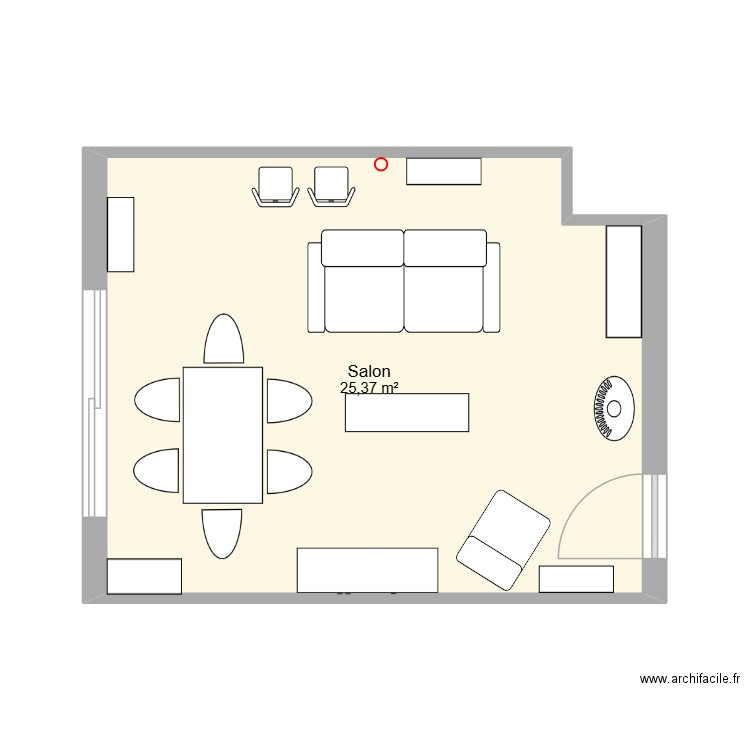 Salle. Plan de 1 pièce et 25 m2