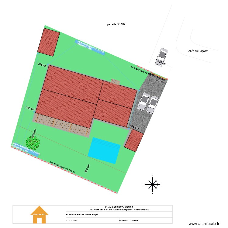 Plan de masse PC faisans. Plan de 1 pièce et 147 m2