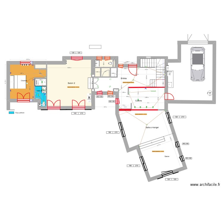 BANDOL RDC wc. Plan de 9 pièces et 50 m2