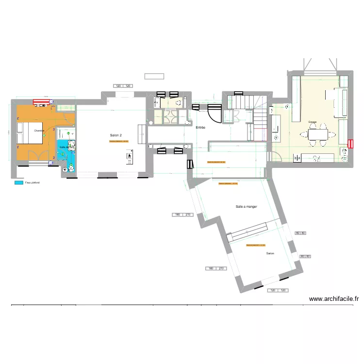 BANDOL RDC wc. Plan de 8  et 54 m²