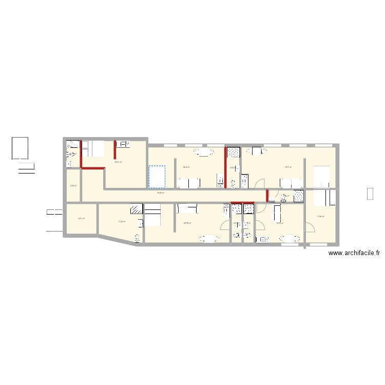 ORIGINAL ACOSTA 6 estudios. Plan de 15 pièces et 175 m2