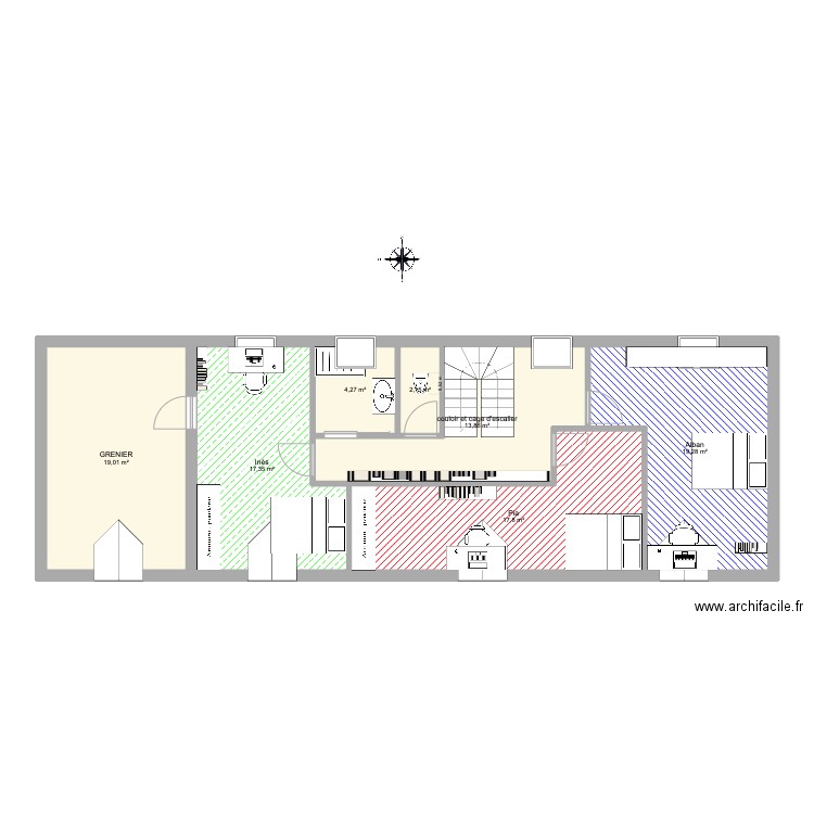 second. Plan de 7 pièces et 94 m2