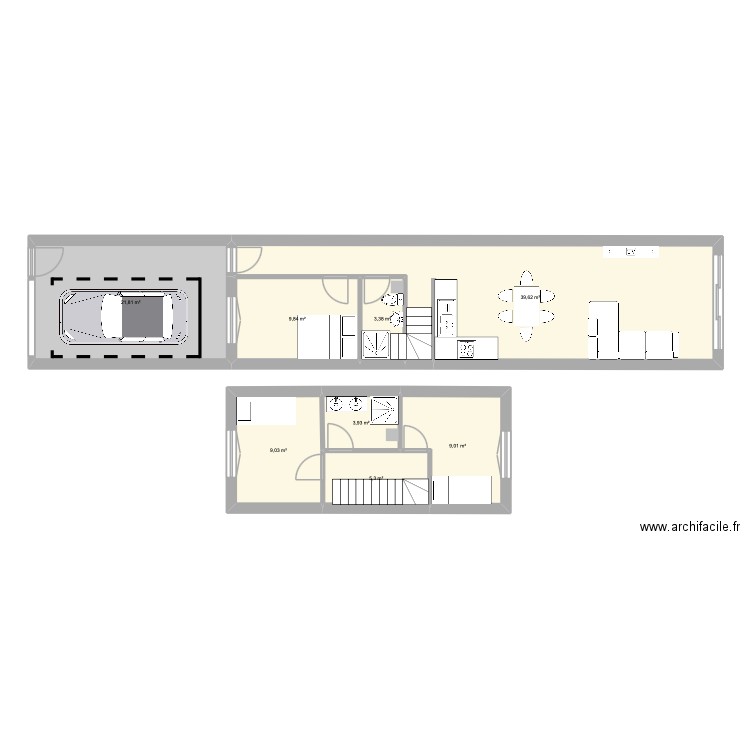 maison V2. Plan de 8 pièces et 102 m2