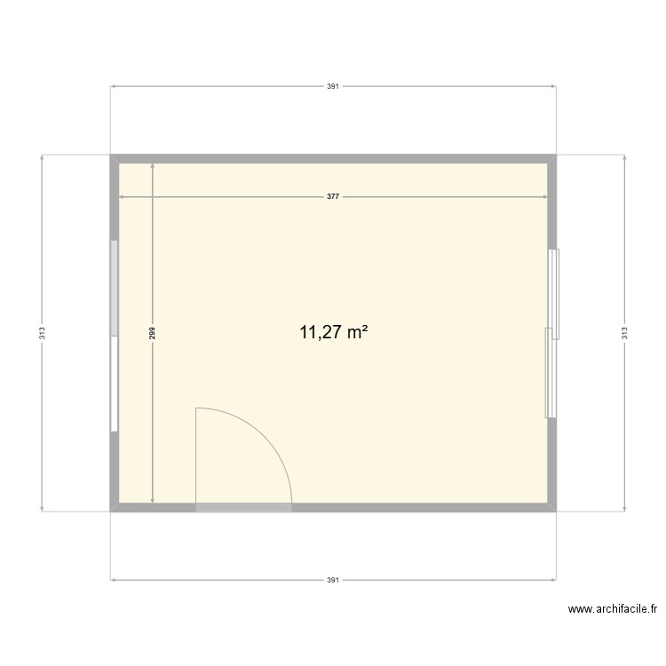 Cuisine. Plan de 1 pièce et 11 m2