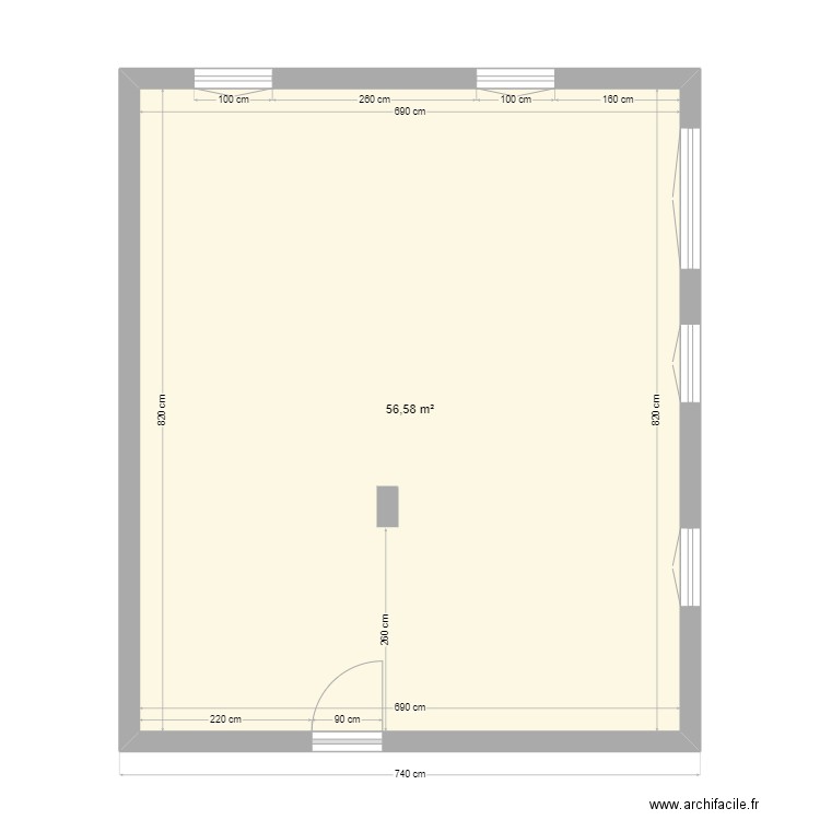 Voreppe T3 RdC N°1. Plan de 1 pièce et 57 m2
