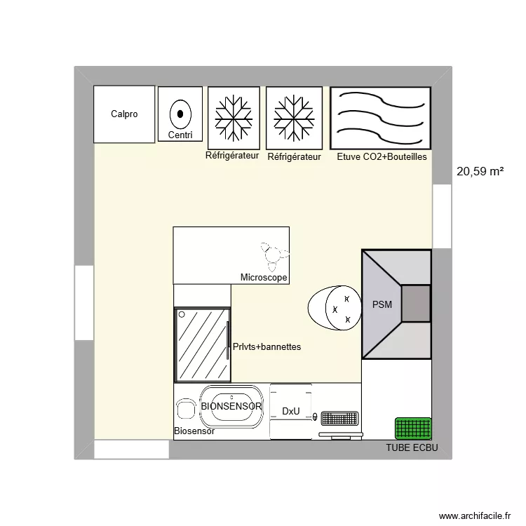 5eposte. Plan de 1  et 21 m²