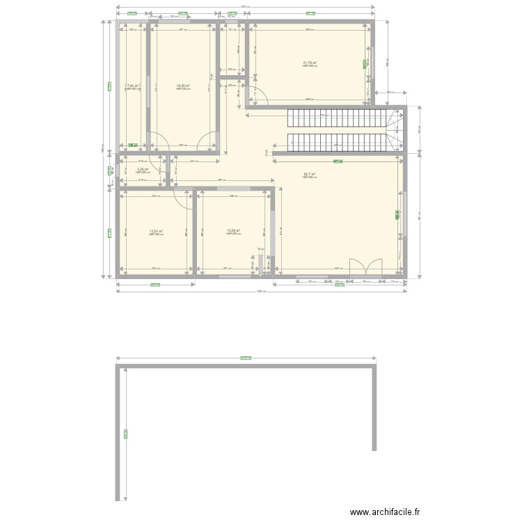 Plan FOPA. Plan de 7 pièces et 141 m2
