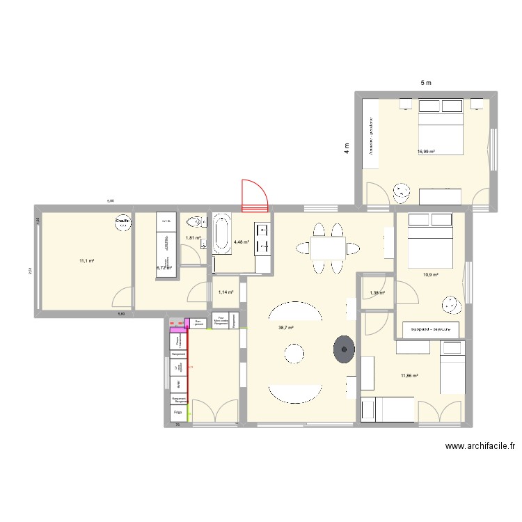 20/04 Margaux. Plan de 10 pièces et 105 m2
