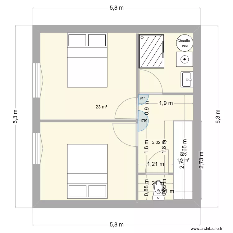 logement 1 &eacute;tage. Plan de 3  et 30 m²