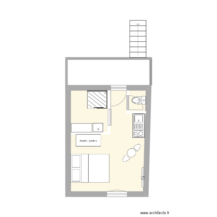 Etage. Plan de 1 pièce et 18 m2