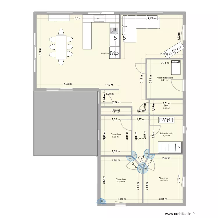 hangar citers v2. Plan de 9  et 114 m²