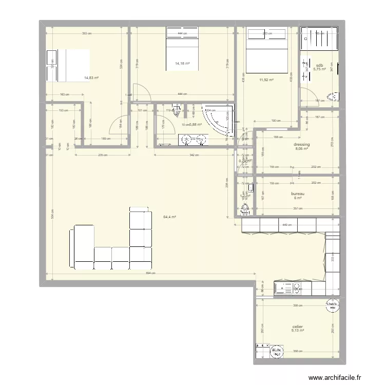 maison bleu modifi&eacute;. Plan de 11 pièces et 142 m²